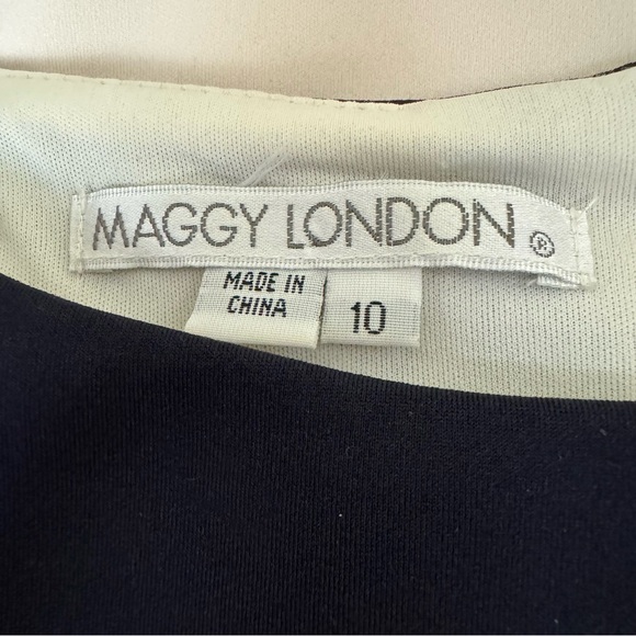 Maggy London Sleeveless Color Block Sheath Dress Size 10 Navy/Coral/Cream - Picture 5 of 6